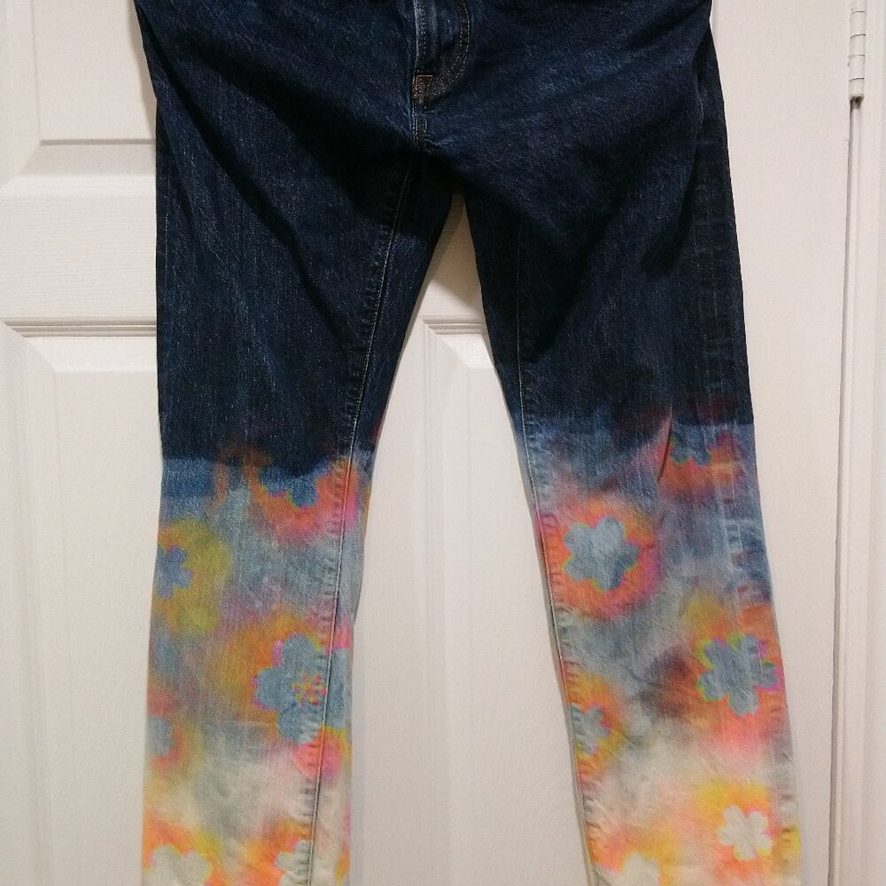 Custom one of a kind paint job Cherry blossom Tommy Hilfiger jeans